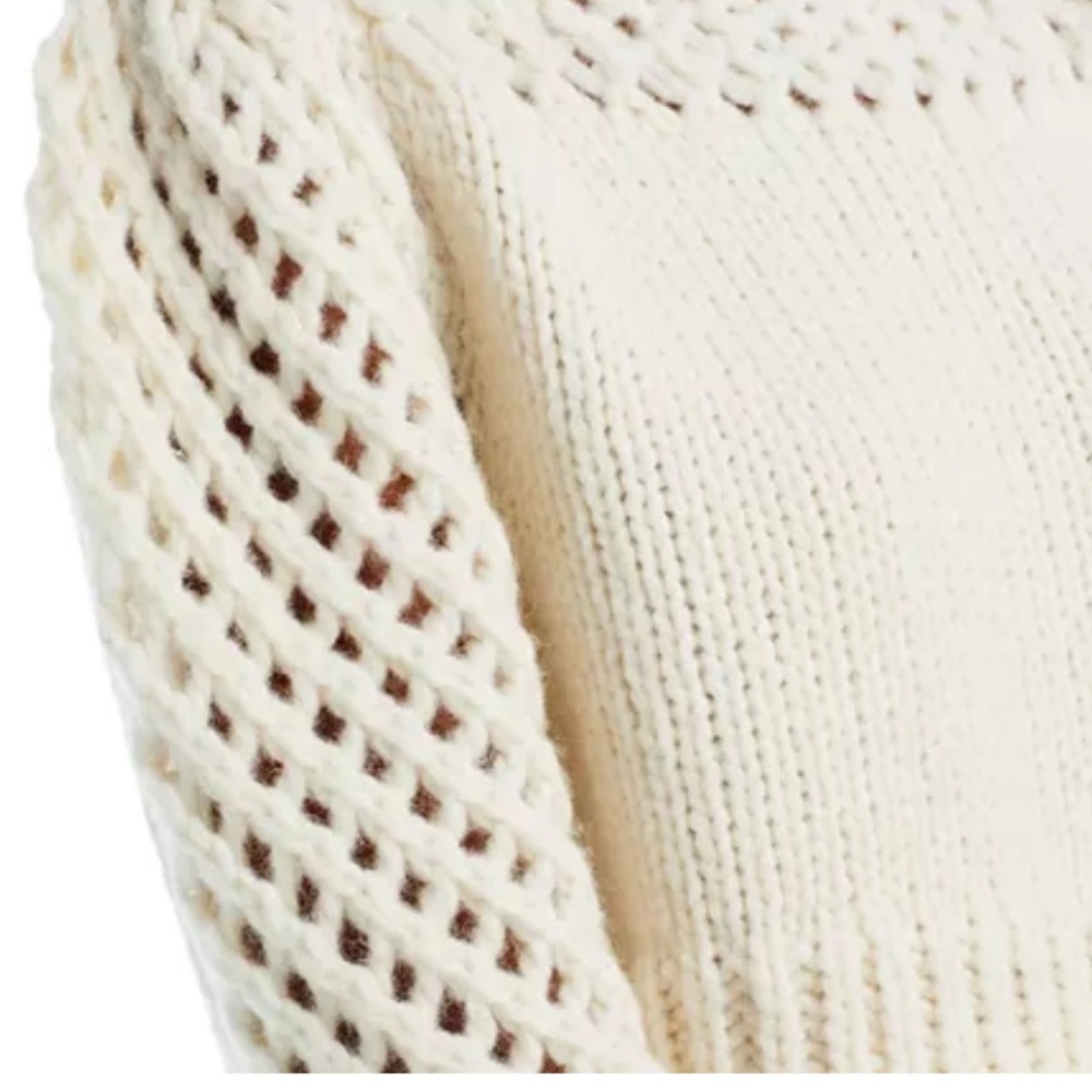 NWT 445 LoveShackFancy Larson Crop Pullover White Antique baby alpaca Size XL - Picture 6 of 14